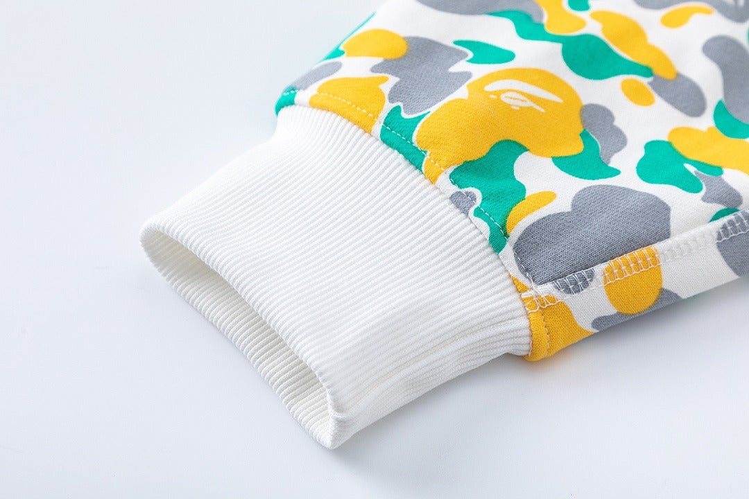 BAPE Shark Full Zip Camo Hoodie (Yellow, Green & Grey Multi-Camo)