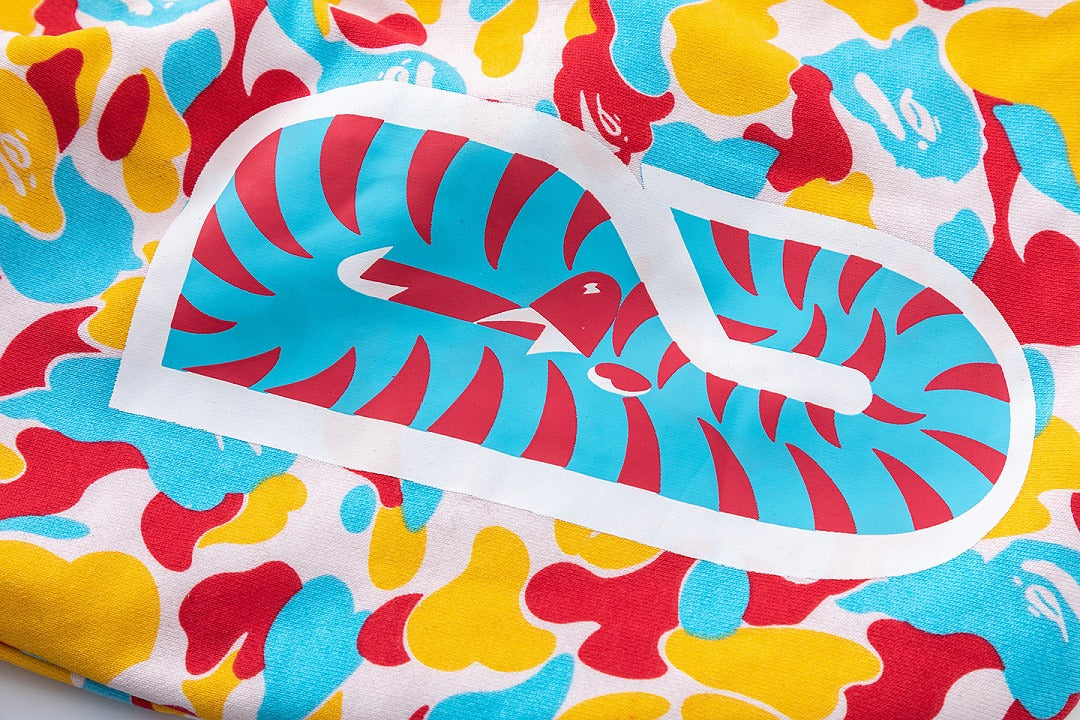 BAPE Shark Full Zip Camo Hoodie (Yellow, Blue & Red Multi-Camo)