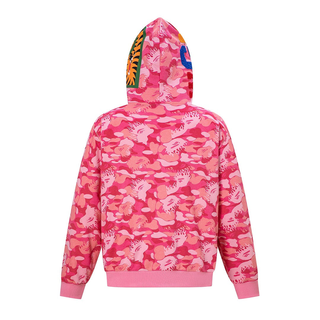 BAPE Shark Full Zip Camo Hoodie (Pink Camo)