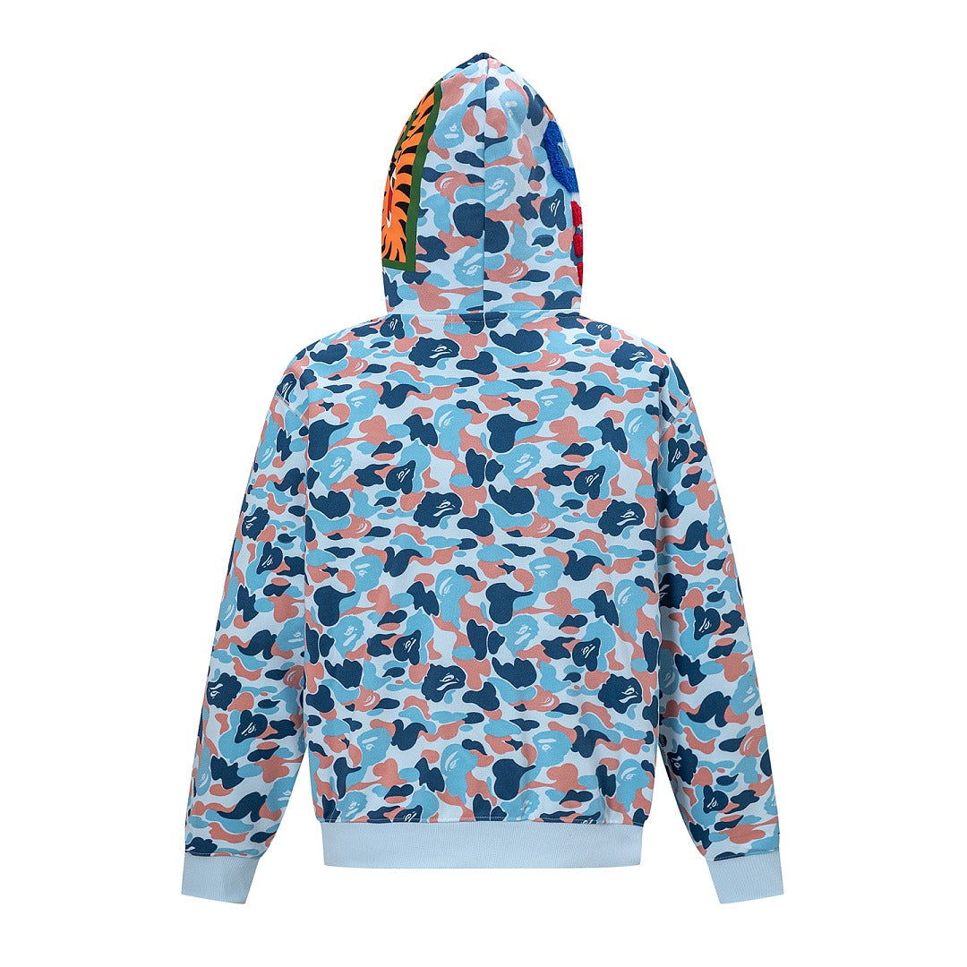 BAPE Shark Full Zip Camo Hoodie (Blue & Pink Mix Camo)