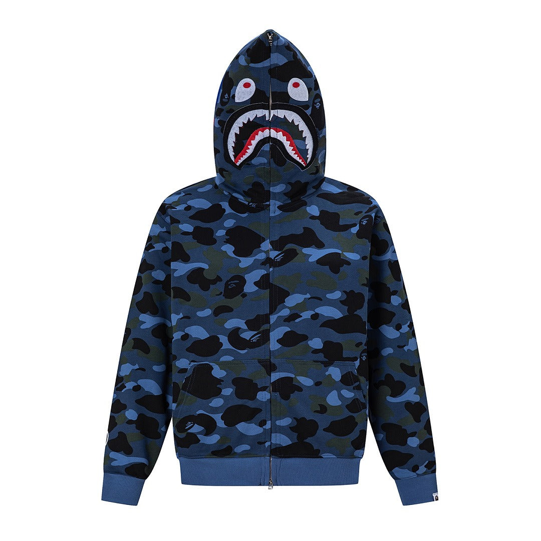 BAPE Shark Full Zip Camo Hoodie (Blue Camo)