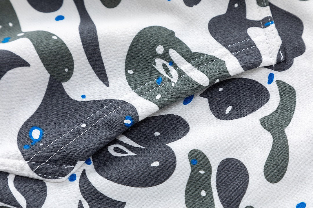 BAPE Shark Full Zip Camo Hoodie (White & Blue Paint Splatter Camo)