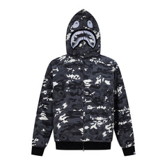 BAPE Shark Full Zip Snowflake Camo Hoodie (Charcoal & Black)
