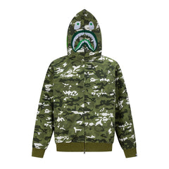 BAPE Shark Full Zip Snowflake Camo Hoodie (Green)