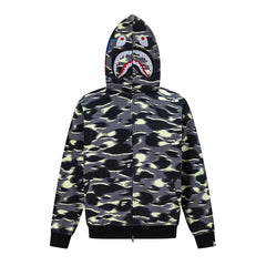 BAPE Shark Full Zip Camo Hoodie (Black & Charcoal Camo)