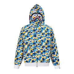 BAPE Shark Full Zip Camo Hoodie (Blue, Yellow & White Multi-Camo)